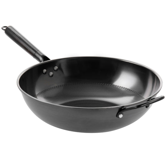 Gibson Home Debossed 13 Inch Heavy Gauge Carbon Steel Wok in Black LuxuryLifeWay Online Store