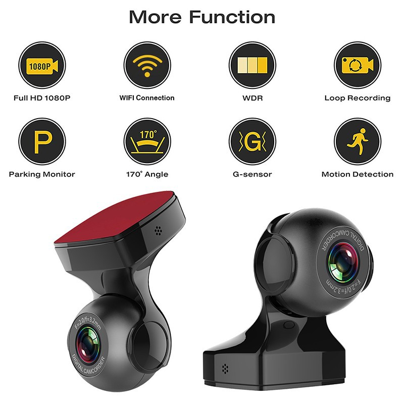 170° WiFi Dash Cam Recorder Car Camera HD 1080P Car DVR Vehicle Video G-Sensor Pi-Mart