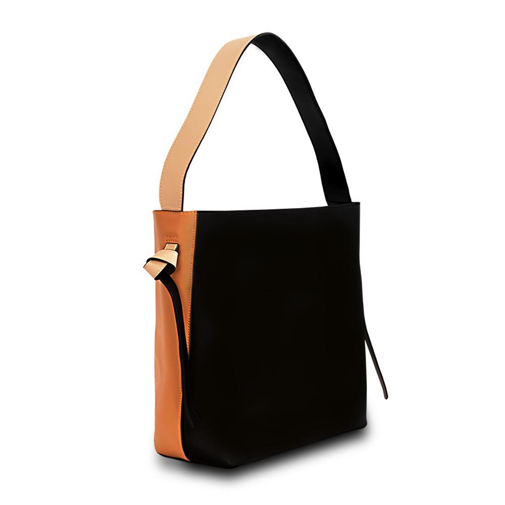 Versa Leather Tote -Orange/Black LadyShow.Store