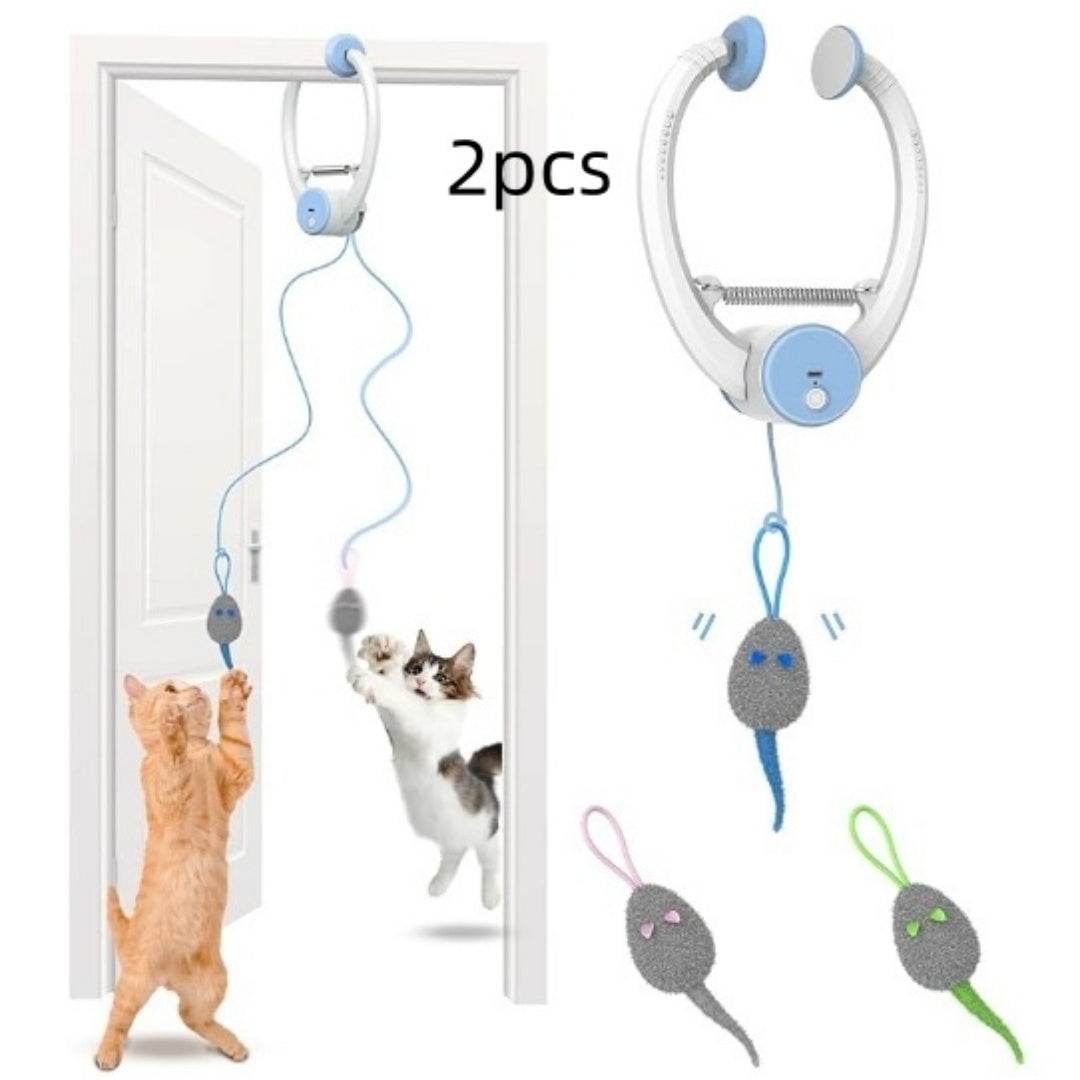 Colorful Beating Mouse Electric Door Holder Hanging Automatic Interactive Toy Pets Fashion
