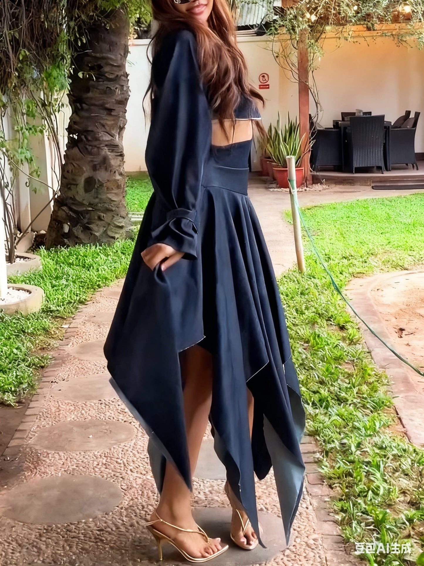 Chic Long-sleeved Cropped Jacket & Irregular Hem Denim Skirt Set NorixaFashion.com