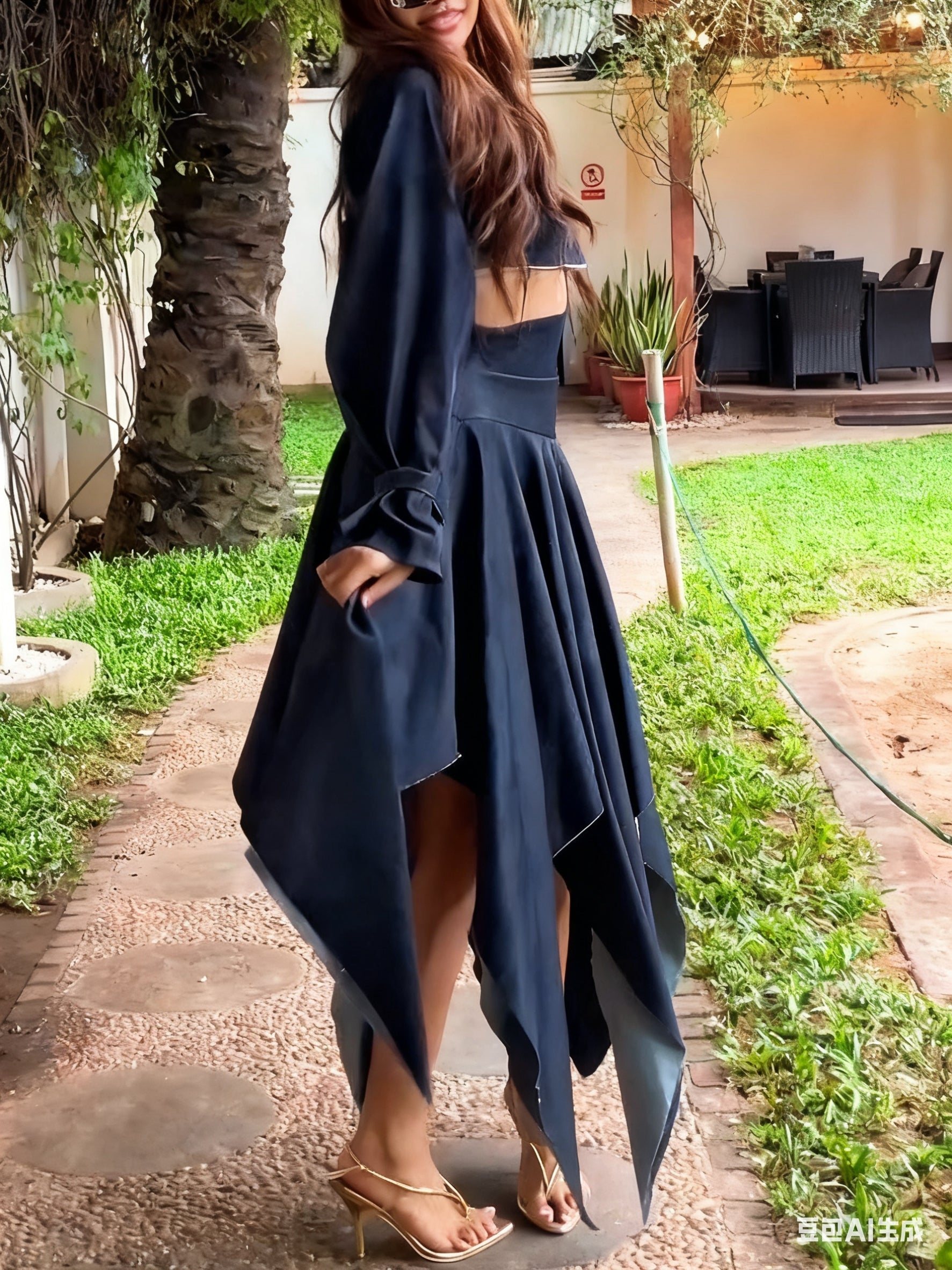 Chic Long-sleeved Cropped Jacket & Irregular Hem Denim Skirt Set NorixaFashion.com