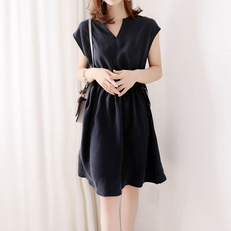 Dress dress solid color short sleeve chiffon skirt women NorixaFashion.com