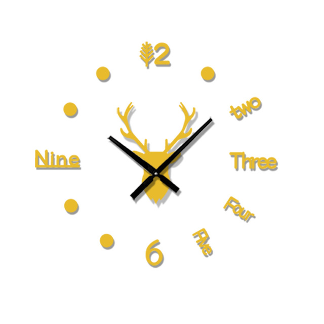 Ins3d deer head creative wall clock PearlNestDecor.com