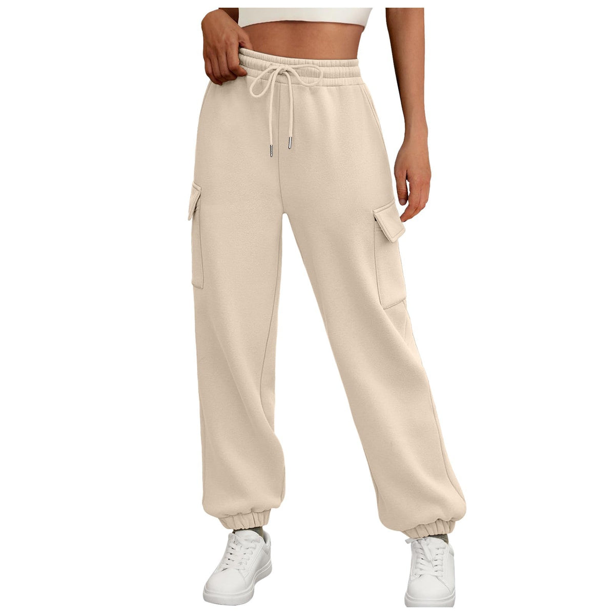 Women's Sweatpants Fleece Lined Baggy Athletic Jogger Trousers With Pockets Fall Casual Trendy Cargo Pants Fall Outfits NorixaFashion.com