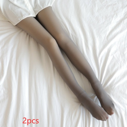 Fake Translucent Plus Size Leggings Fleece Lined Tights Fall And Winter Warm Fleece Pantyhose Women Fleece Lined Pantyhose Thermal Winter Tights NorixaFashion.com