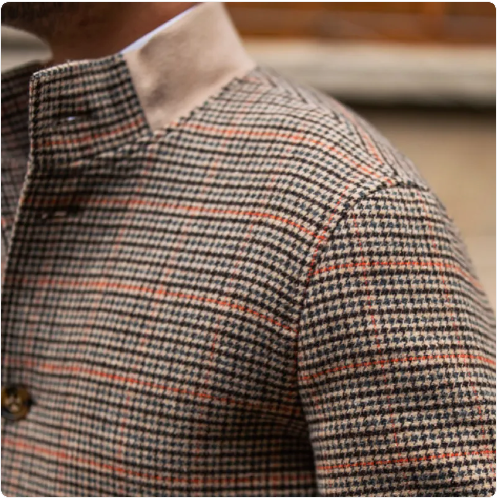Cropped Slim-Fit Tweed Bomber Jacket with Fleece and Stand Collar Pi-Mart