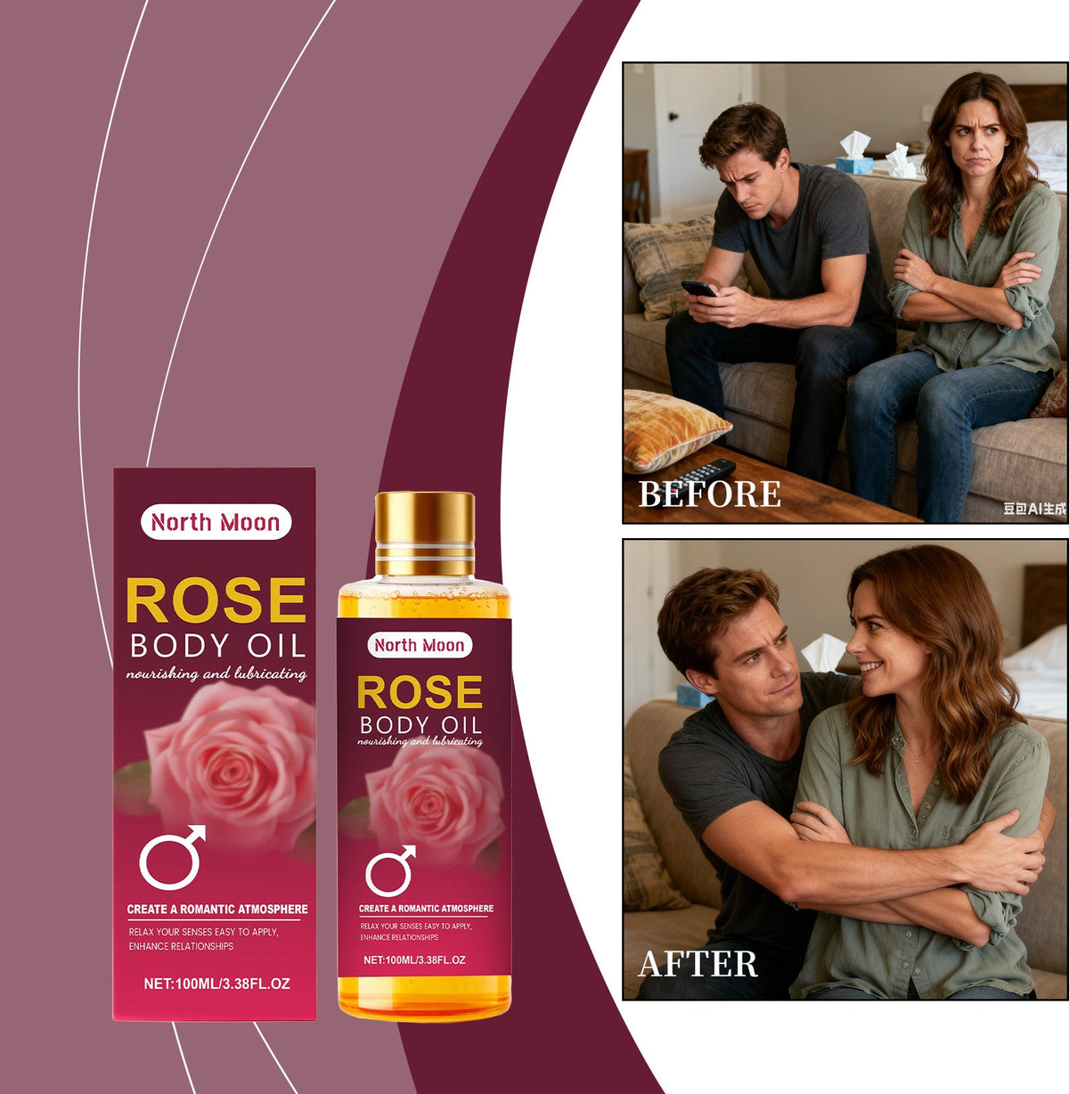 Contains Rose Plant Essence To Relax Senses, Adult Body And Mind Balance Essential Oil, Body Massage Essential Oil 100ml, 1 Box Tri Light Beauty