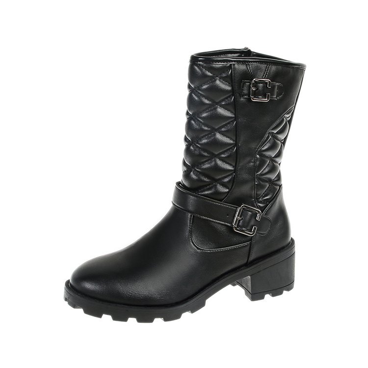 Winter Plus Size Chunky Heel Pointed Toe Mid-calf Boots For Women LadyShow.Store