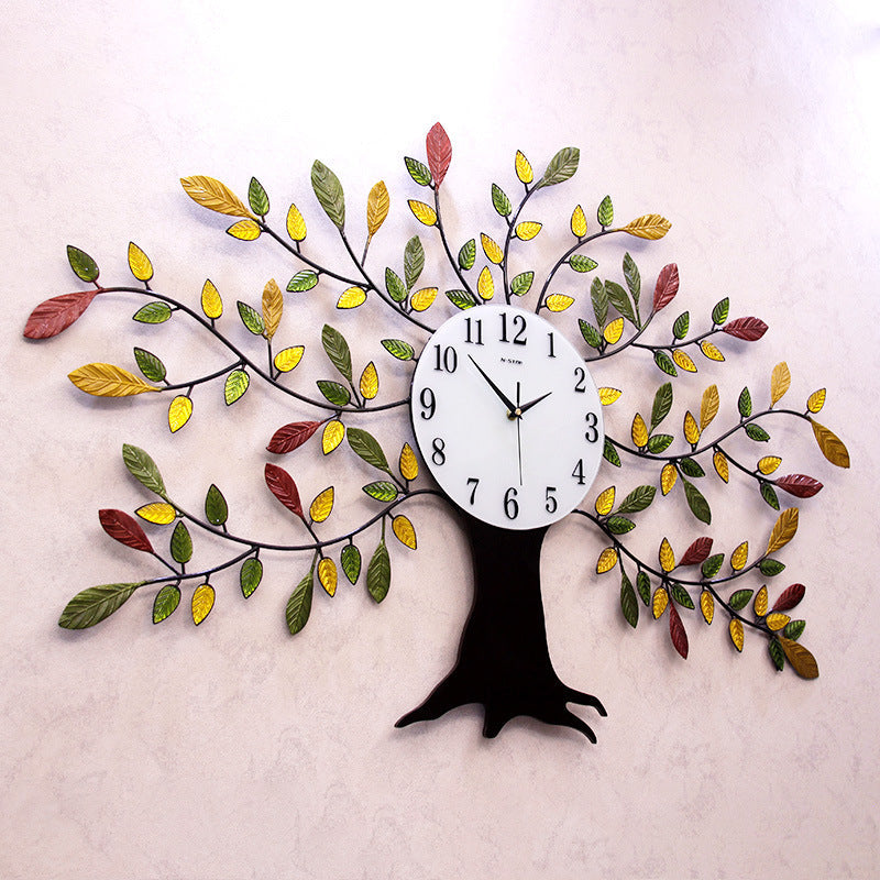 Living Room Modern Simple Fashion Creative Fortune Tree Quartz Clock Wall Clock PearlNestDecor.com