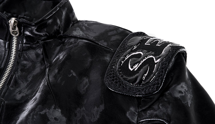 Punk Black Motorcycle Leather Jacket LadyShow.Store