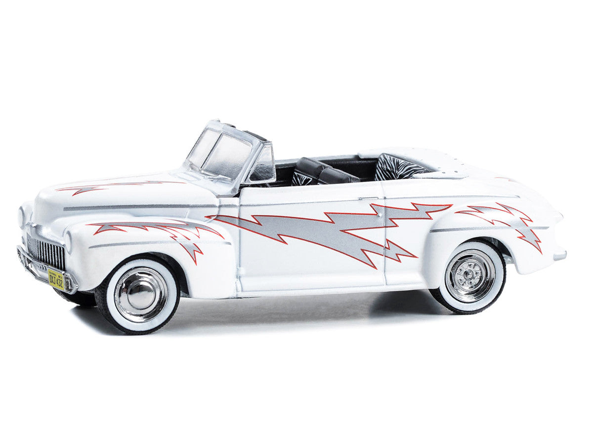 1948 Ford De Luxe Convertible "Greased Lightning" White with Graphics "Grease" (1978) Movie "Hollywood Series" Release 40 1/64 Diecast Model Car by Greenlight LuxuryLifeWay Online Store