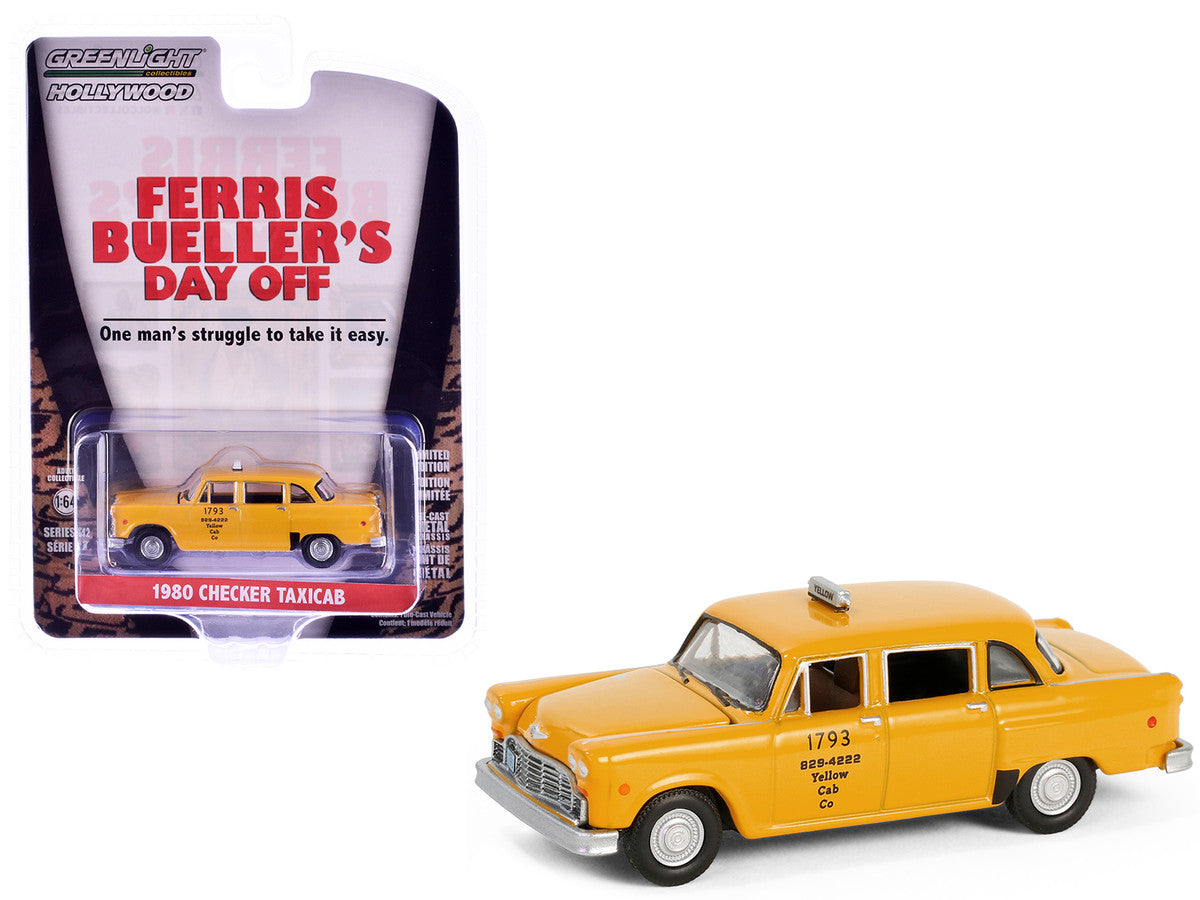 1980 Checker Taxicab "Yellow Cab Co. #1793" Yellow "Ferris Bueller's Day Off" (1986) Movie "Hollywood Series" Release 42 1/64 Diecast Model Car by Greenlight LuxuryLifeWay Online Store