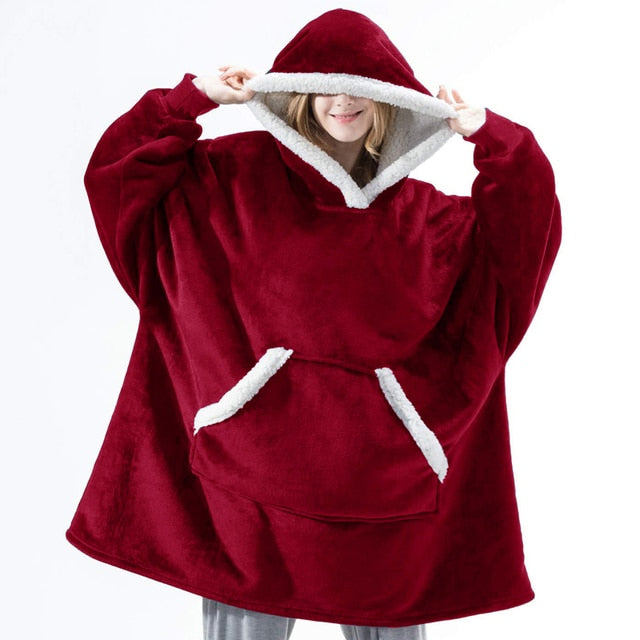 Hooded Winter Soft Plush Fleece Sofa Blanket