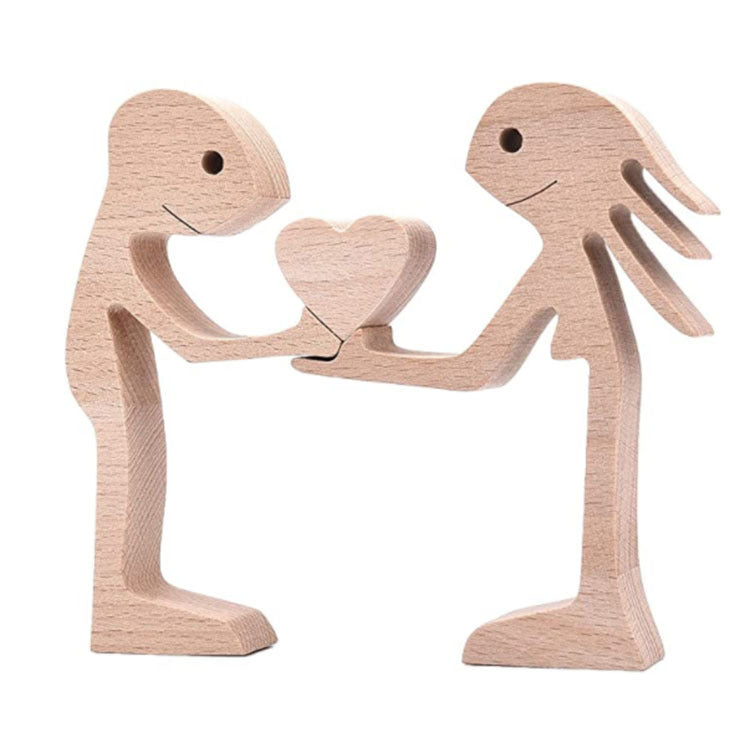DIY Figurine Wood Dog Ornament Sculpture Home Decoration A Man A Dog Wood Sculpture Christmas Gifts Model Decor PearlNestDecor.com