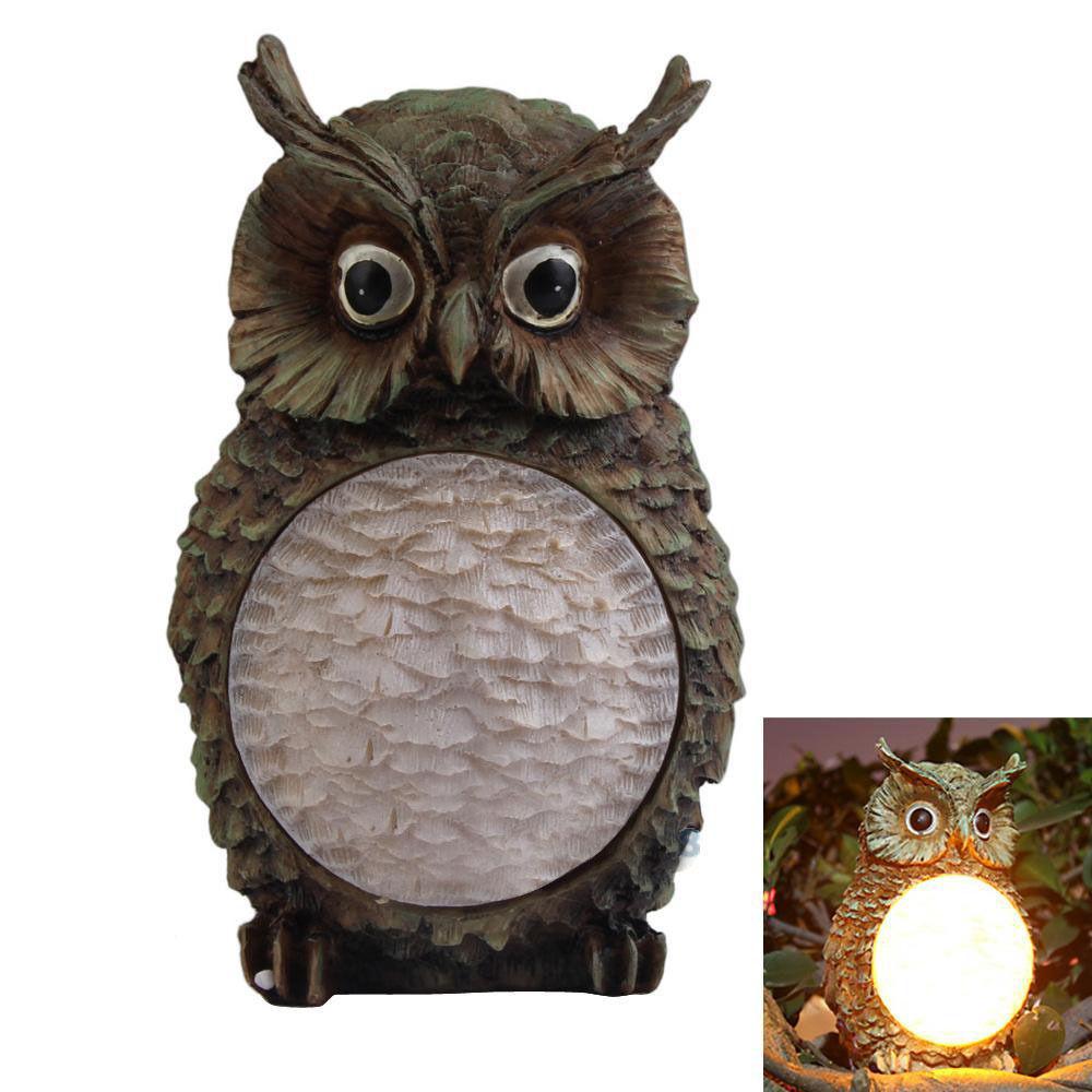 Solar Owl LED Garden Light with Resin Design Pi-Mart