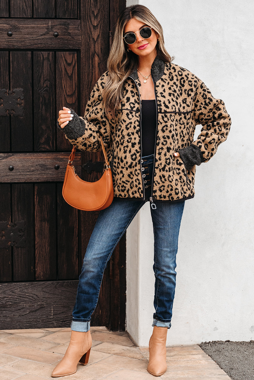 Sloane Leopard Zip Up Pocket Jacket LuxuryLifeWay Online Store