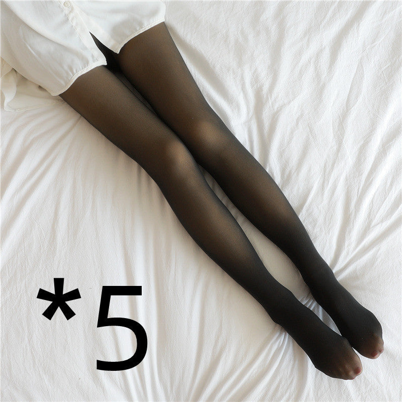 Fake Translucent Plus Size Leggings Fleece Lined Tights Fall And Winter Warm Fleece Pantyhose Women Fleece Lined Pantyhose Thermal Winter Tights NorixaFashion.com