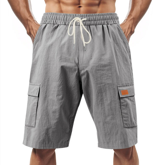 Loose Sports And Leisure Solid Color Linen Drawstring Shorts NorixaFashion.com