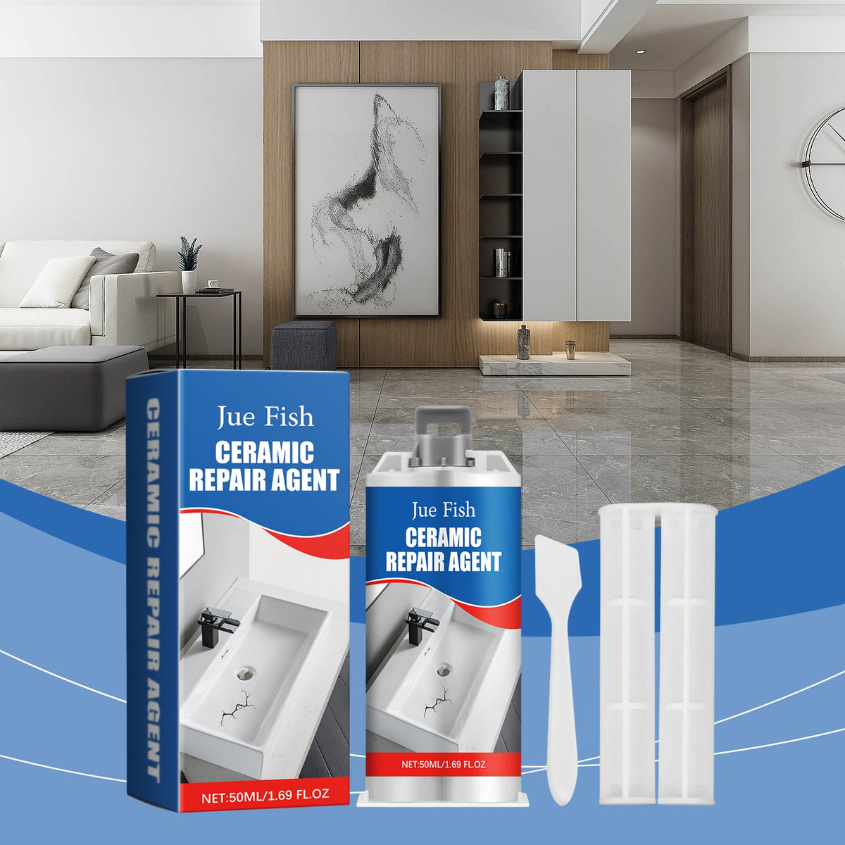 50ml Bottle Of Tile Repair Adhesive-2 Tools1box Tri Light Beauty