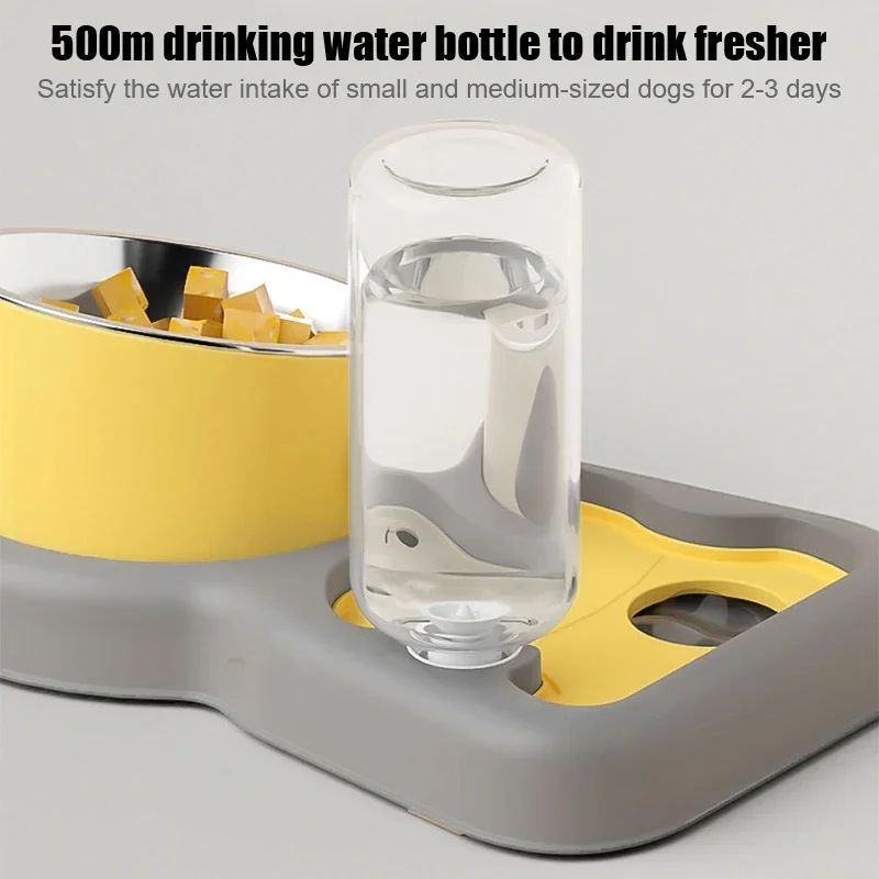 Pet Feeder Bowls Pet Feeder Water Bottle Set Pet Feeding Bowls And Drinkers 15-Degree Tilt Design Protect Cats Dogd Neck Pets Fashion