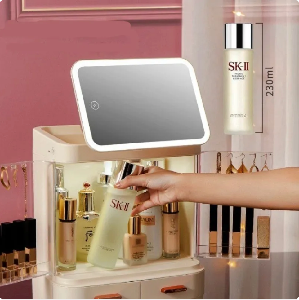 Large-Capacity Desktop Makeup Organizer with Mirror and Light LadyShow.Store