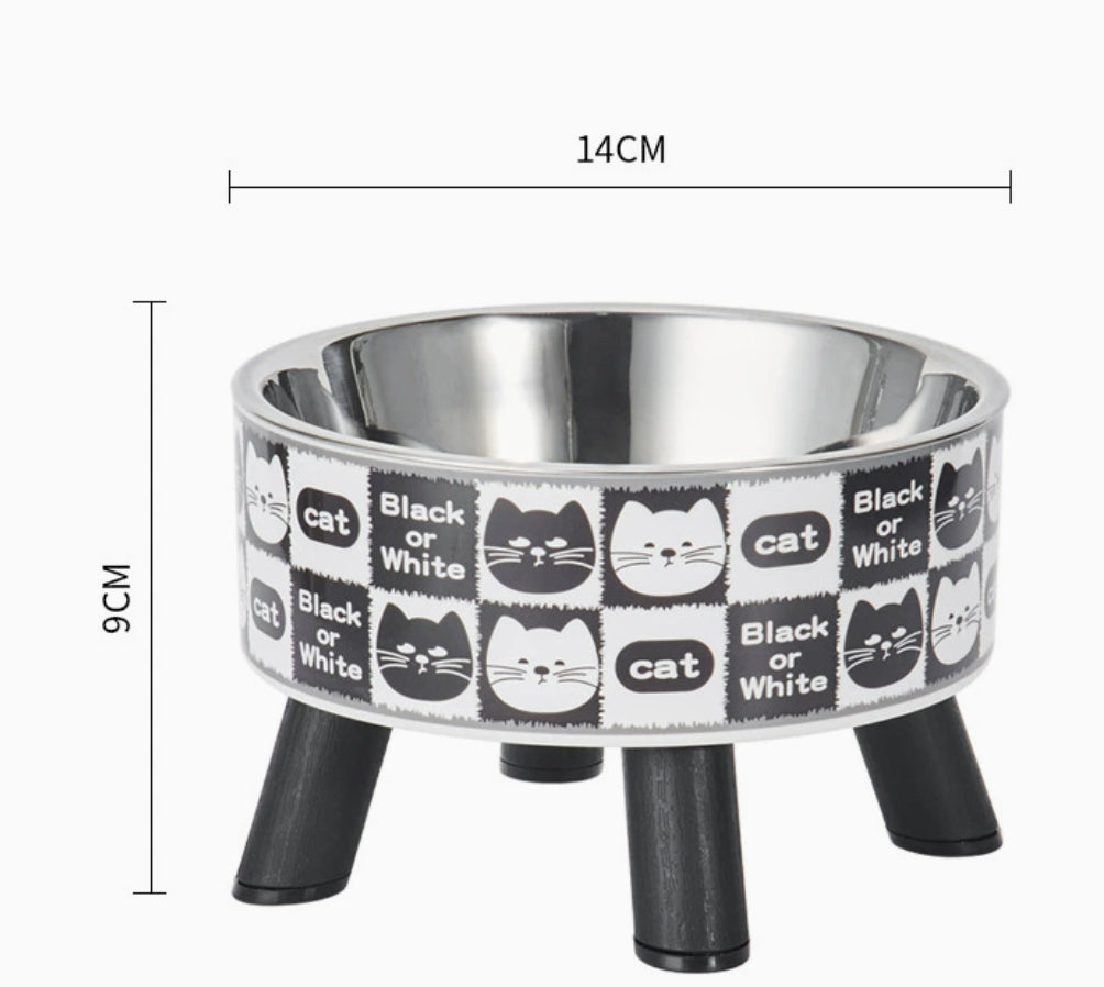 Retro Cat Elevated Bowl Stainless Steel Cat Water Bowl Pets Fashion