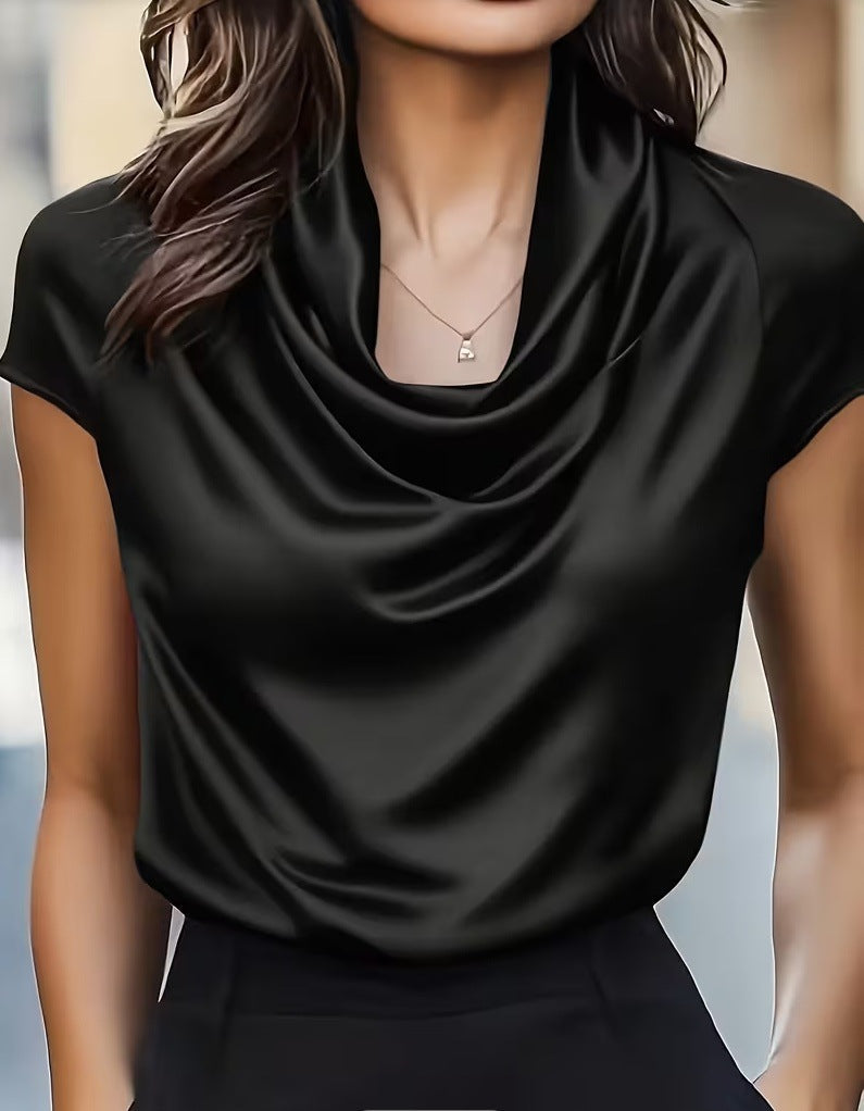 2026 Women's New Swinging Collar Pendant Short Sleeve Top Casual Versatile Shirt NorixaFashion.com