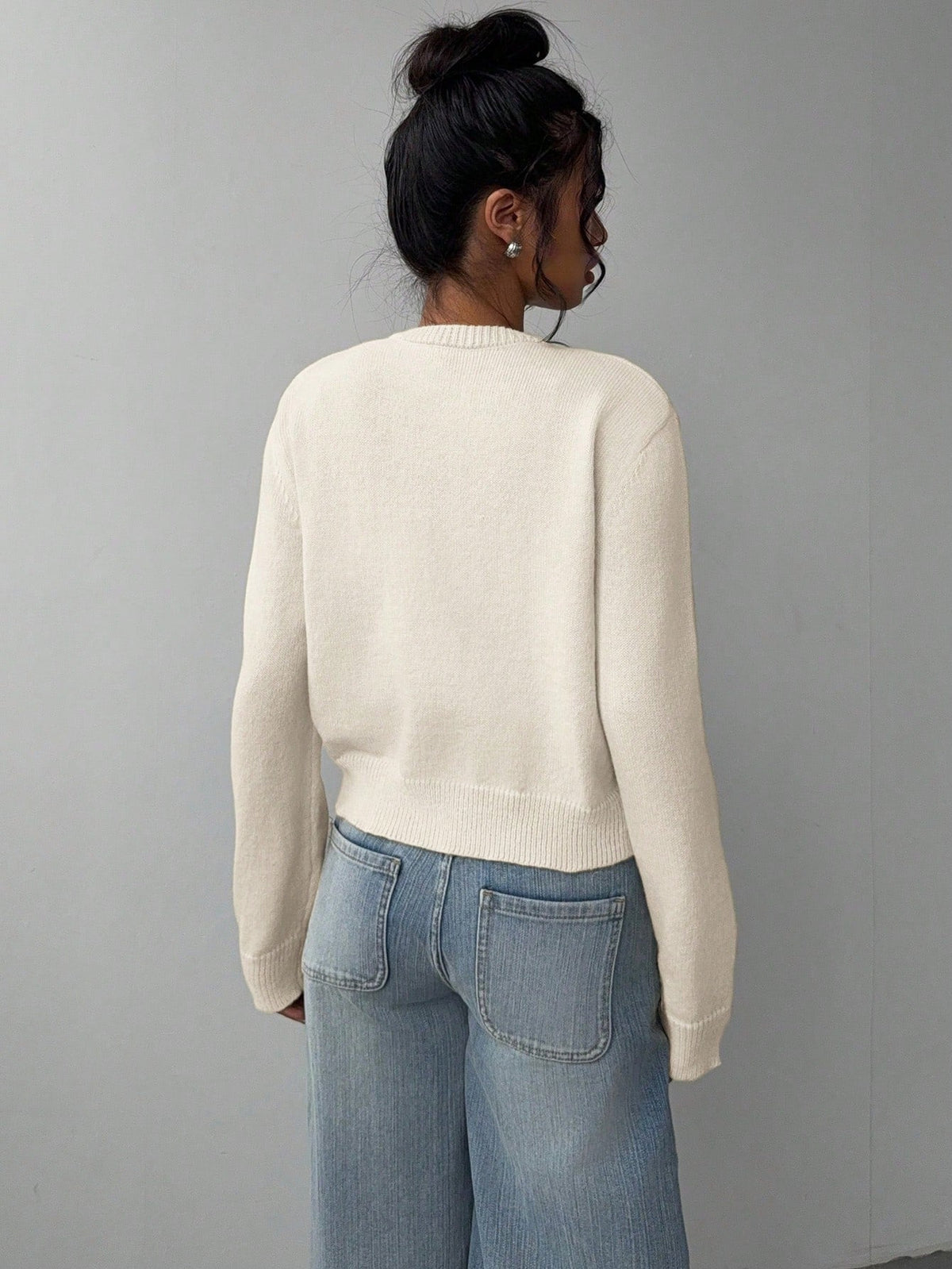 Chic Long Sleeved Knitted Cardigan Fashion Slim Solid Color Short Sweater For Women Clothing NorixaFashion.com