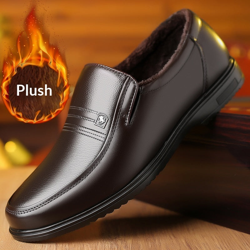 Men's Leather Genuine Flat Sole Round Toe Soft Sole Non-slip Casual Shoes For Middle-aged Best YouTube Store