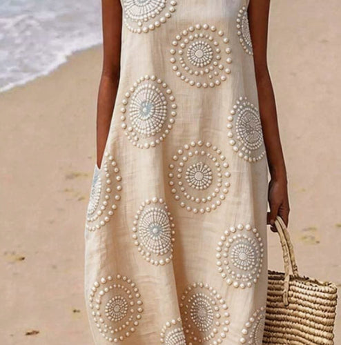 Printed Ladies Long-sleeved Round Neck Dress LadyShow.Store