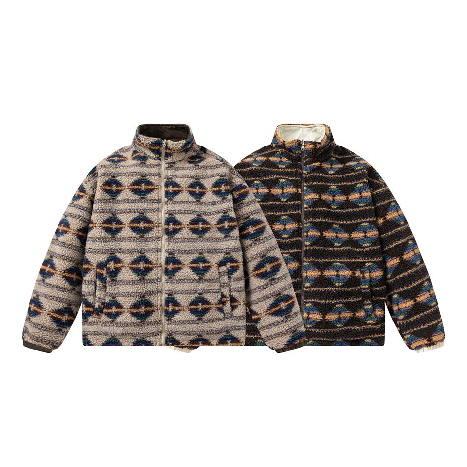 Retro Double-sided Wear Loose Couple Winter Cotton Dress Same Lamb Wool Coat Best YouTube Store