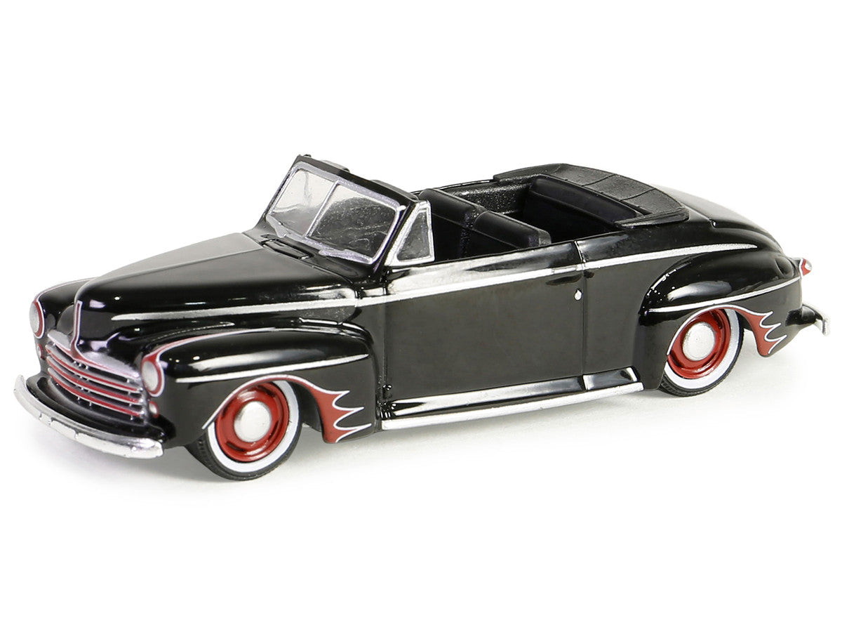 1947 Ford Deluxe Convertible Lowrider Black wit h Red Graphics "California Lowriders" Series 5 1/64 Diecast Model Car by Greenlight LuxuryLifeWay Online Store