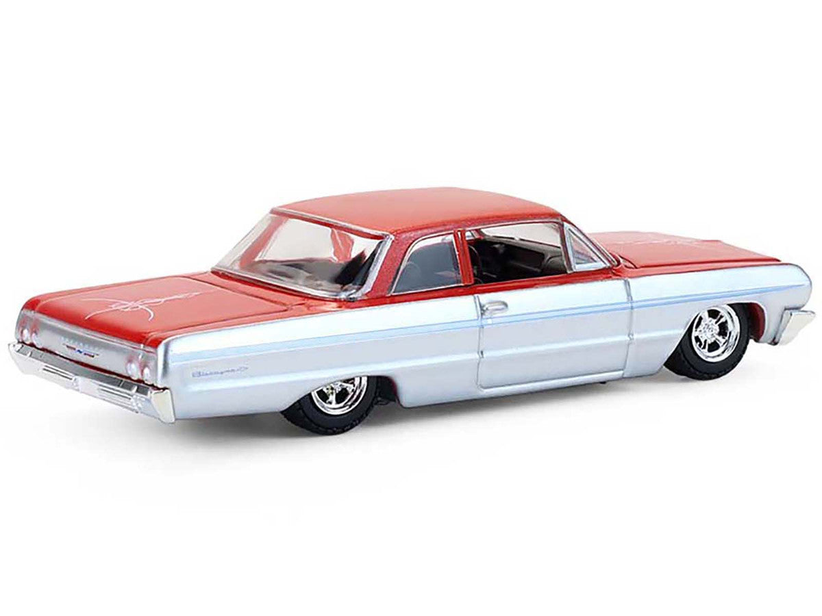1964 Chevrolet Biscayne Lowrider Silver Metallic and Red Two-Tone "California Lowriders" Series 7 1/64 Diecast Model Car by Greenlight LuxuryLifeWay Online Store