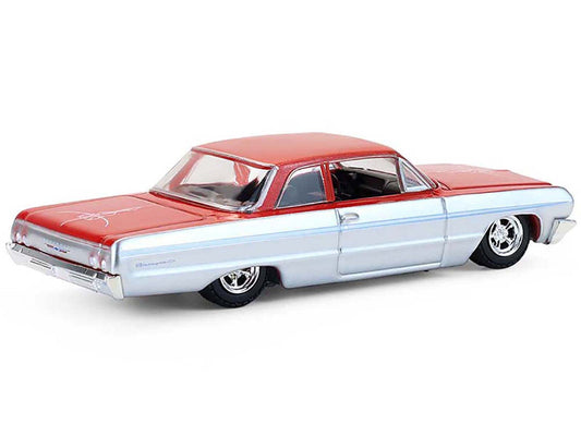 1964 Chevrolet Biscayne Lowrider Silver Metallic and Red Two-Tone "California Lowriders" Series 7 1/64 Diecast Model Car by Greenlight LuxuryLifeWay Online Store