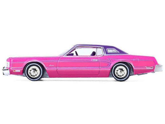 1975 Ford Thunderbird Lowrider Pink Metallic with Purple Top and Graphics with Purple Interior "California Lowriders" Series 7 1/64 Diecast Model Car by Greenlight LuxuryLifeWay Online Store