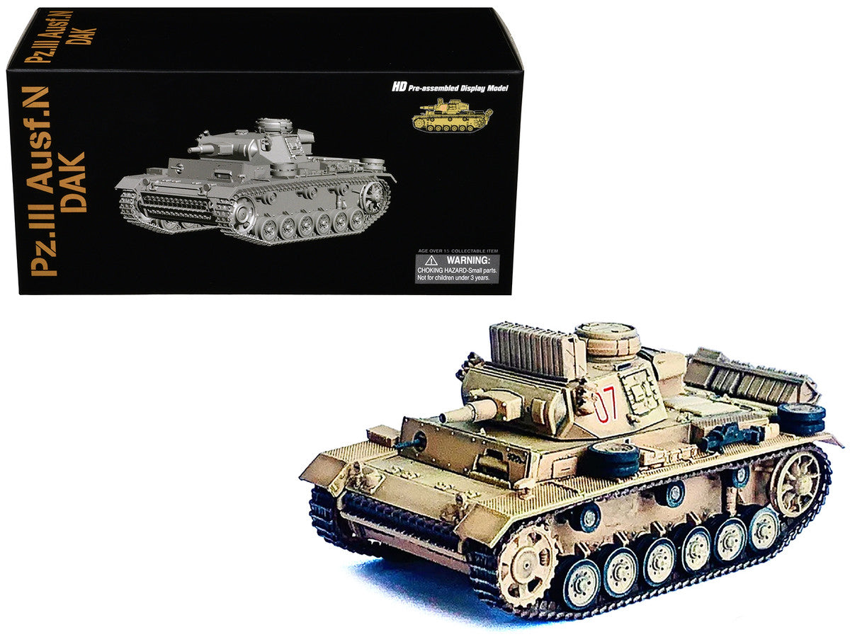 Germany Pz.Kpfw.III Ausf.N DAK Tank #07 "s.Pz.Abt.501 Tunisia" (1942/43) "NEO Dragon Armor" Series 1/72 Plastic Model by Dragon Models LuxuryLifeWay Online Store