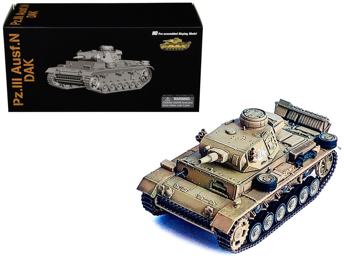 Germany Pz.Kpfw.III Ausf.N DAK Tank #124 "s.Pz.Abt.501 Tunisia Tiger Insignia" (1942/43) "NEO Dragon Armor" Series 1/72 Plastic Model by Dragon Models LuxuryLifeWay Online Store