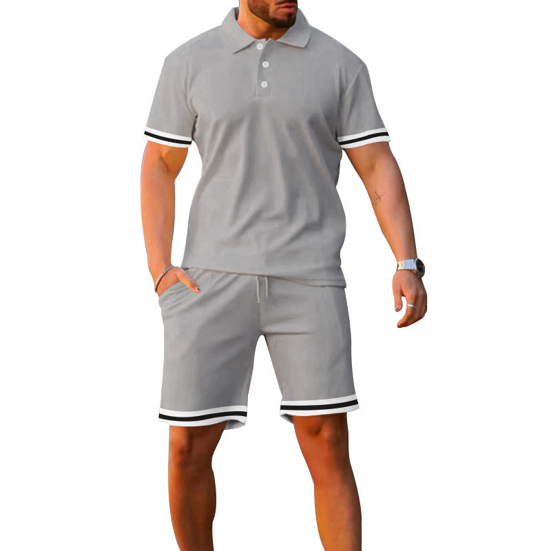 Lapel Short-sleeved Shorts Two-piece Sports And Leisure Men's Suit NorixaFashion.com