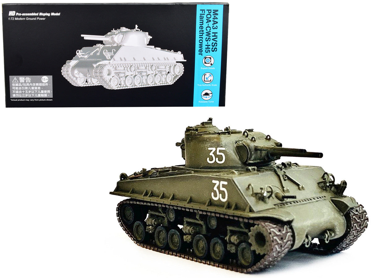United States M4A3 HVSS POA-CWS-H5 Flamethrower Tank Olive Drab #35 "Hawaii" (1951) "NEO Dragon Armor" Series 1/72 Plastic Model by Dragon Models LuxuryLifeWay Online Store