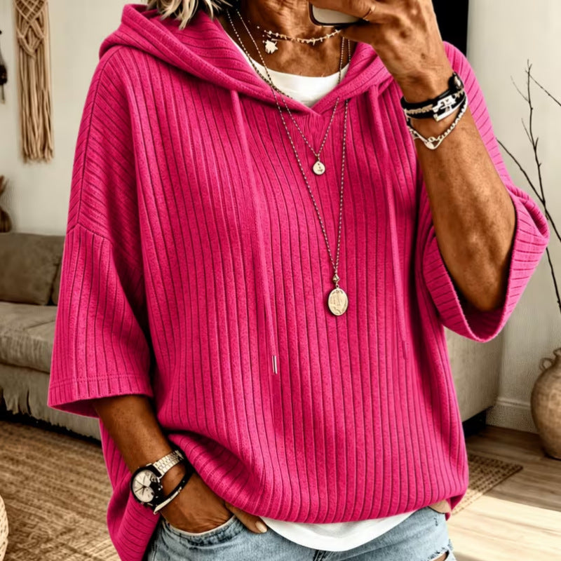 Solid-color Hoodie With Double Hoods And A Drawstring NorixaFashion.com