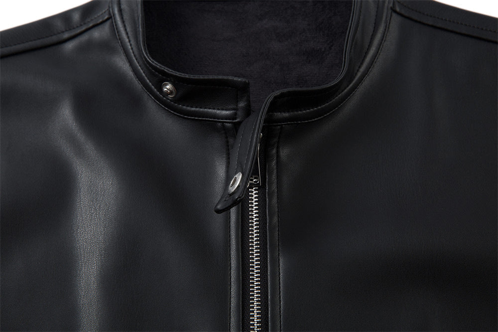 Personalized Motorcycle Leather Clothing With Stand Collar Vest Best YouTube Store