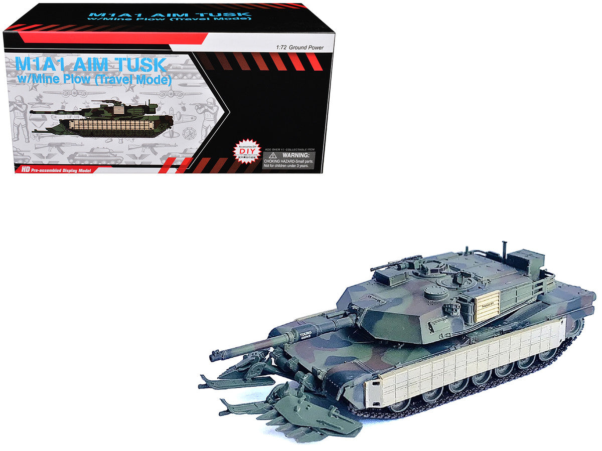 United States M1A1 AIM TUSK (Tank Urban Survival Kit) with Mine Plow (Travel Mode) "United States Marine Corps 8th Tank Battalion II MED Iraq" (2003) Green Camouflage "NEO Dragon Armor" Series 1/72 Plastic Model by Dragon Models LuxuryLifeWay Online Store