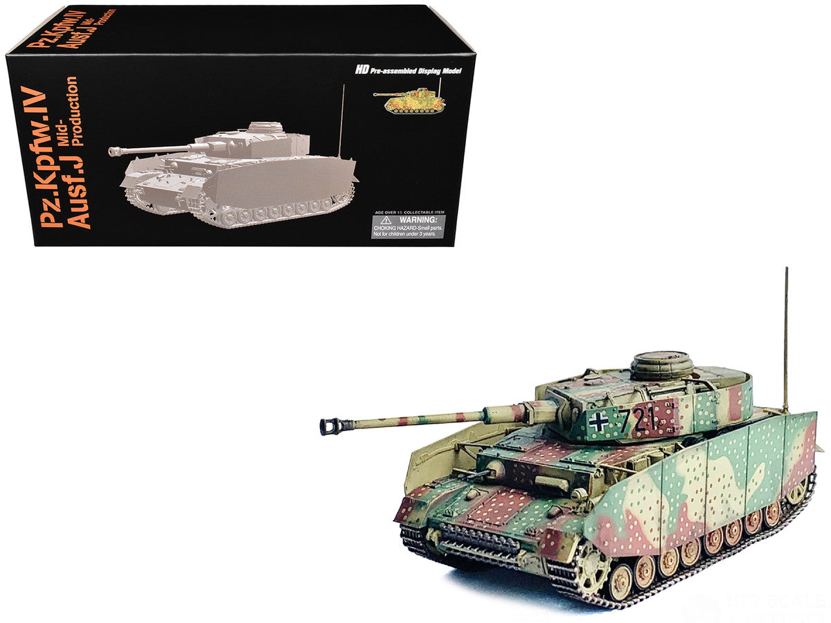 Germany Pz.Kpfw.IV Ausf.J Mid Production Tank "#721 Western Front" (1944) "NEO Dragon Armor" Series 1/72 Plastic Model by Dragon Models LuxuryLifeWay Online Store