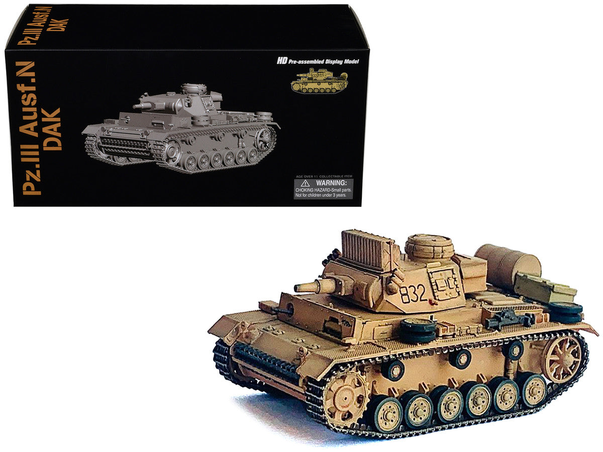 Germany Pz.Kpfw.III Ausf.N DAK Tank #832 "s.Pz.Abt.501 Tunisia" (1942/43) "NEO Dragon Armor" Series 1/72 Plastic Model by Dragon Models LuxuryLifeWay Online Store