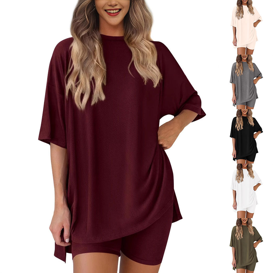 New Loose Fashion Solid Color Casual Two-piece Suit NorixaFashion.com