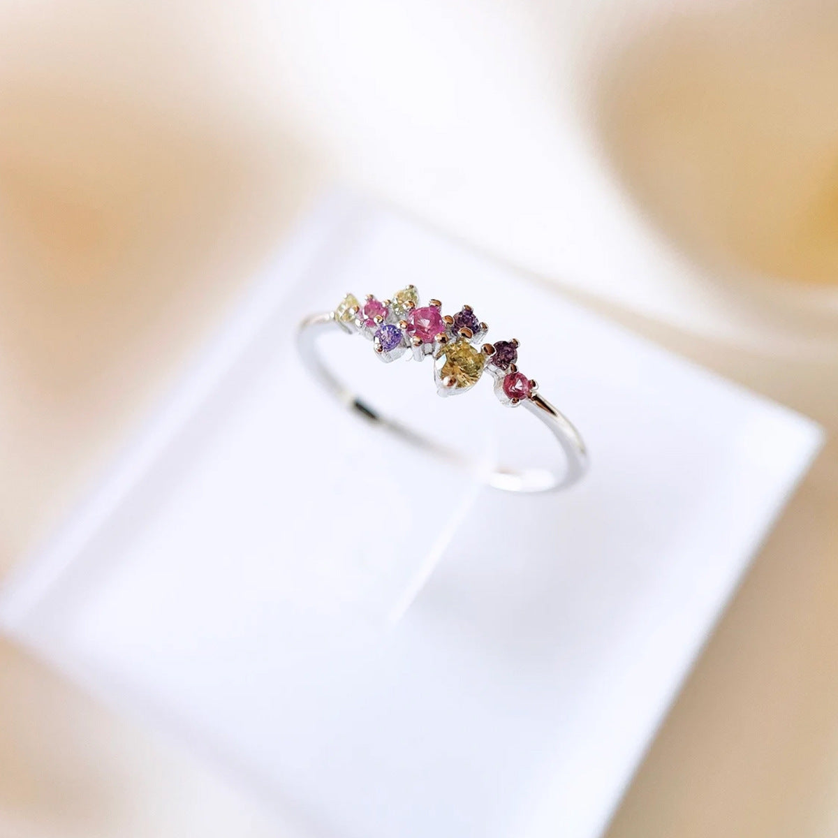 S925 Sterling Silver Colorful Crystals Ring LadyShow.Store