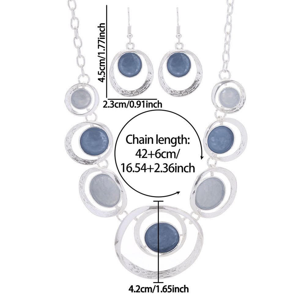 Retro Oil-dropped Hollow Round Earrings Women's Necklace LadyShow.Store