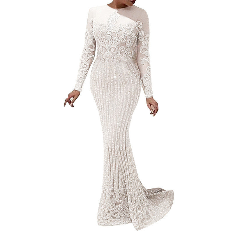 Sexy Gold Long Sleeve Dress Women NorixaFashion.com