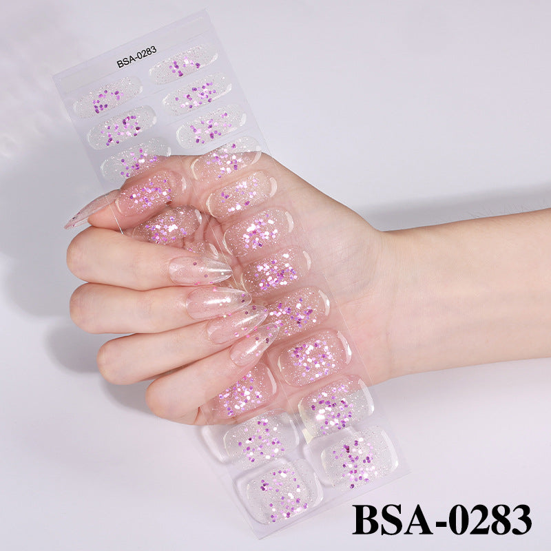 Simple Solid Color Scallion Powder No-bake Gel Nail Stickers LadyShow.Store
